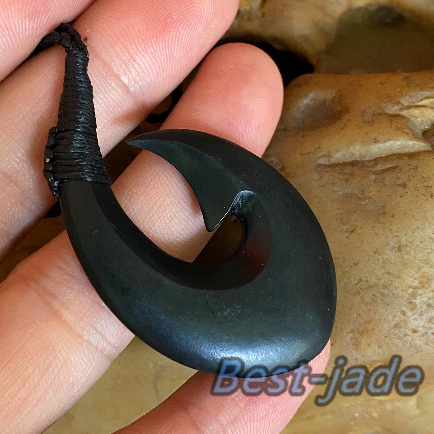 Natural Black Green Nephrite Jade Pendant Australian jade necklace Jewelry jade gift Hawaii style Fish hook pendant beads