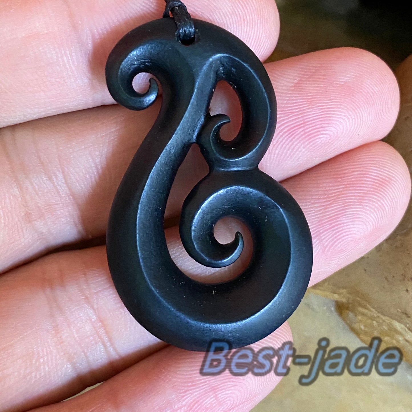 Natural Black Green Nephrite Jade Dull polishing Pendant Maori Style Australian jade greenstone jewelry gift