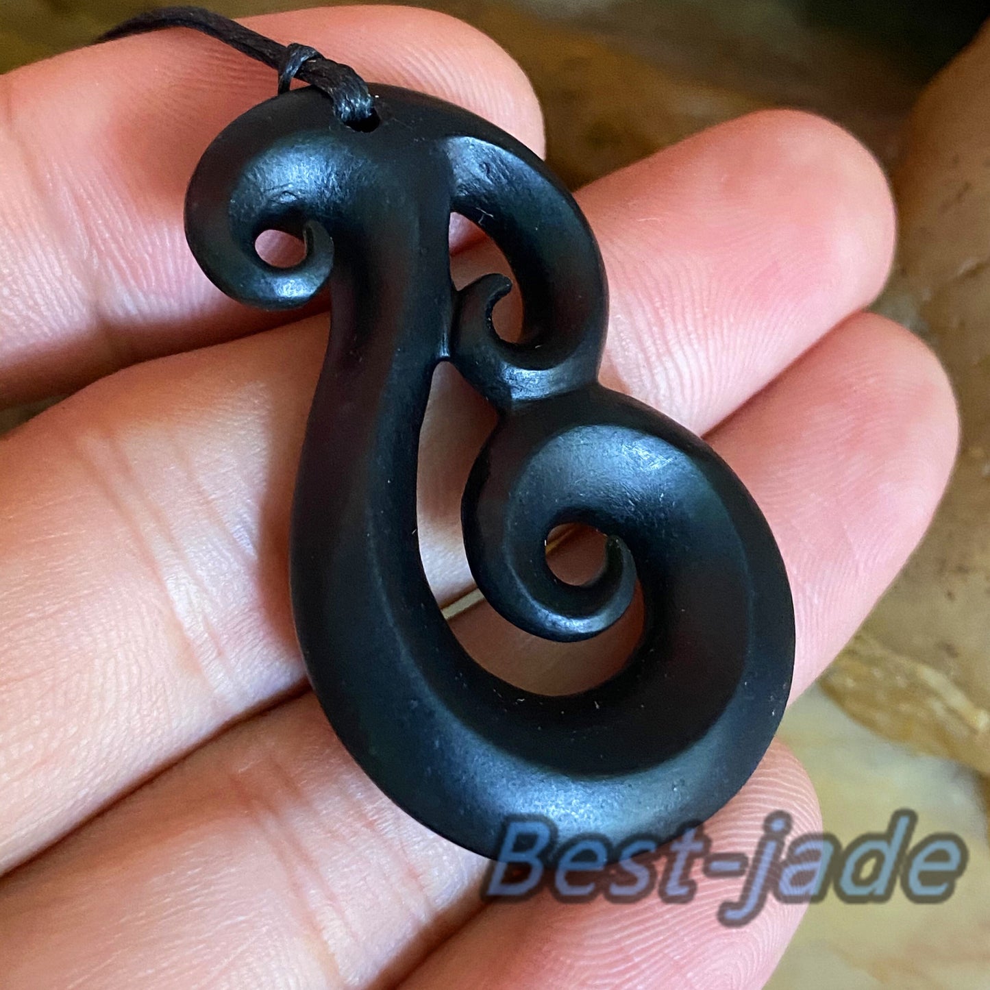 Natural Black Green Nephrite Jade Dull polishing Pendant Maori Style Australian jade greenstone jewelry gift