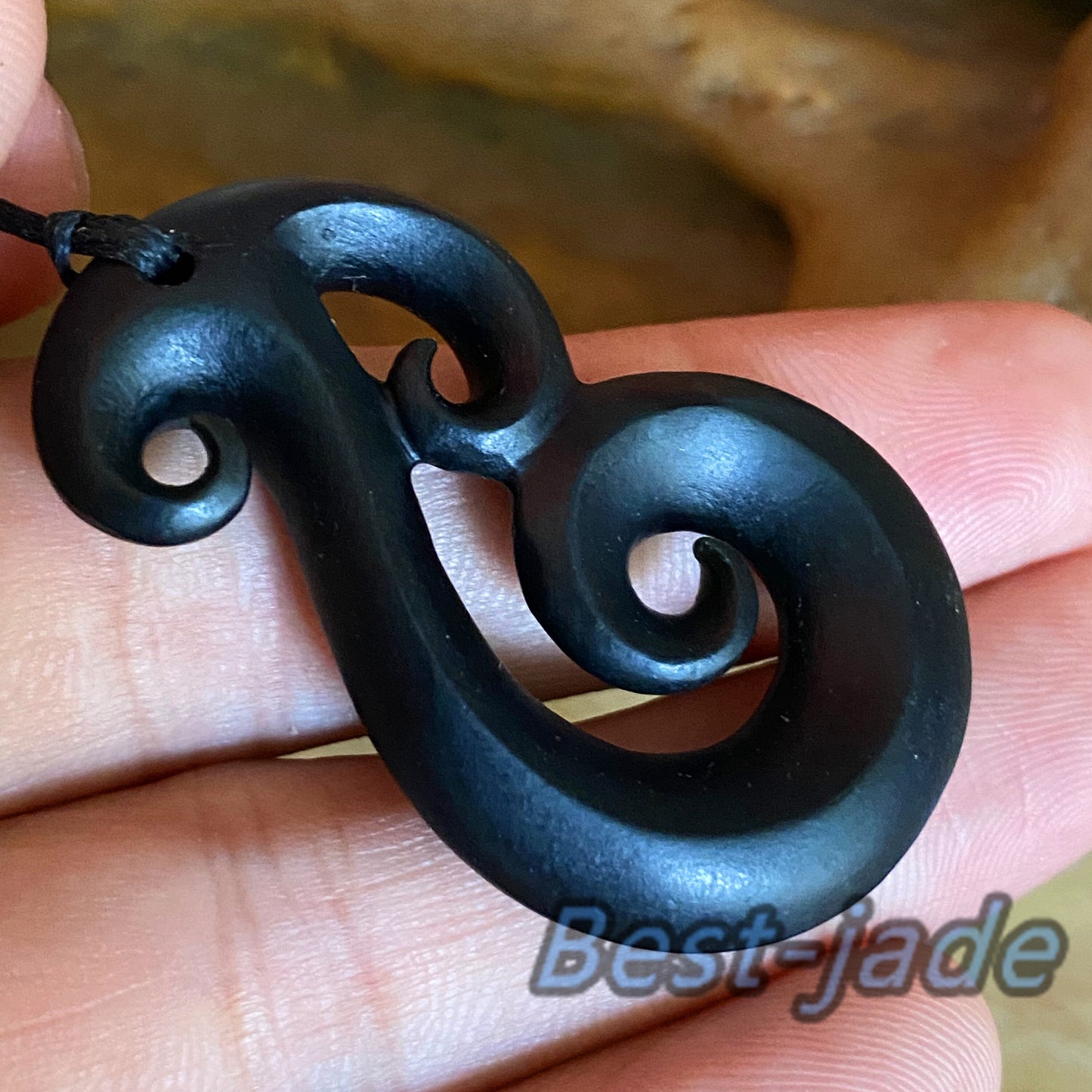 Natural Black Green Nephrite Jade Dull polishing Pendant Maori Style Australian jade greenstone jewelry gift