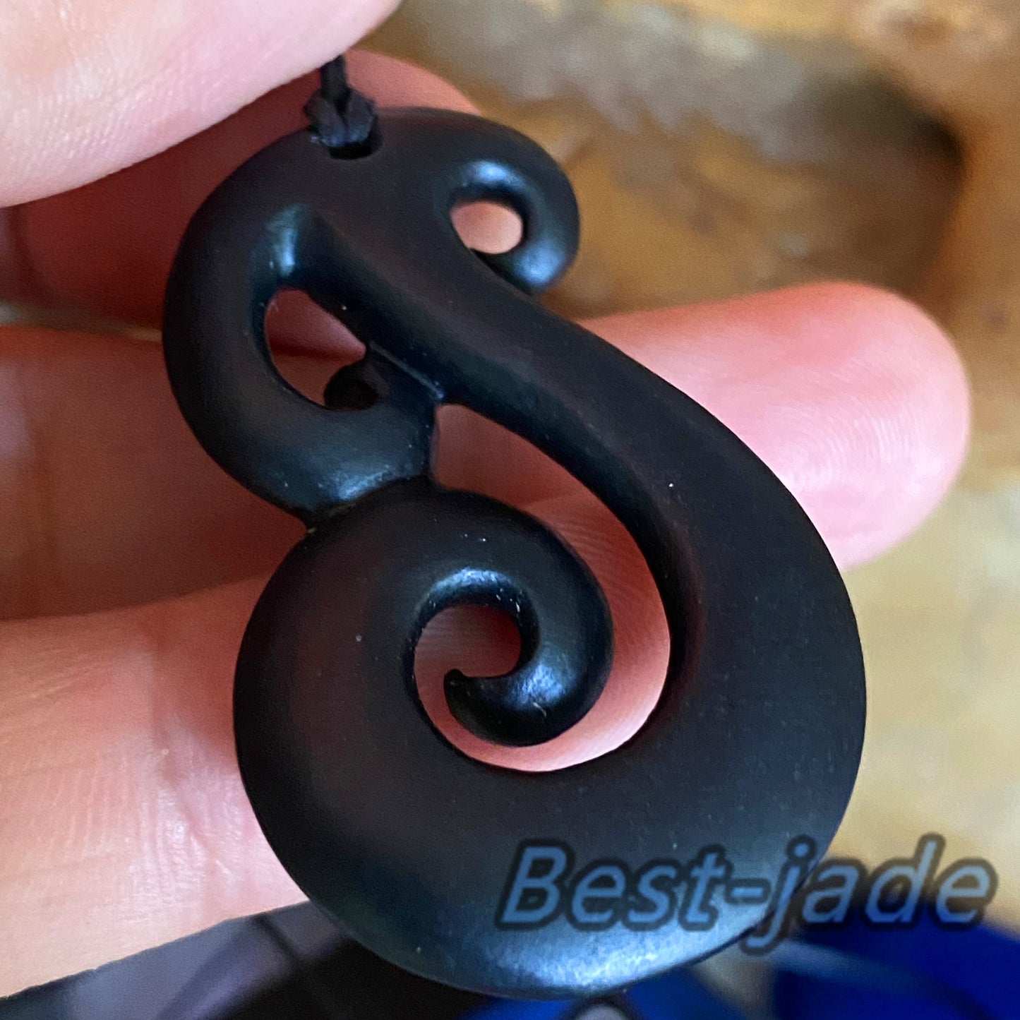 Natural Black Green Nephrite Jade Dull polishing Pendant Maori Style Australian jade greenstone jewelry gift