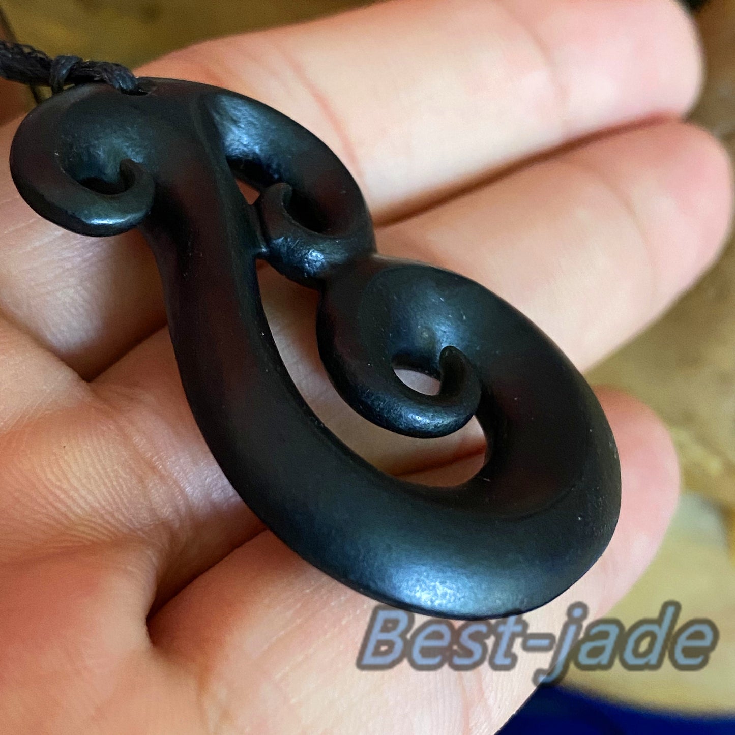 Natural Black Green Nephrite Jade Dull polishing Pendant Maori Style Australian jade greenstone jewelry gift