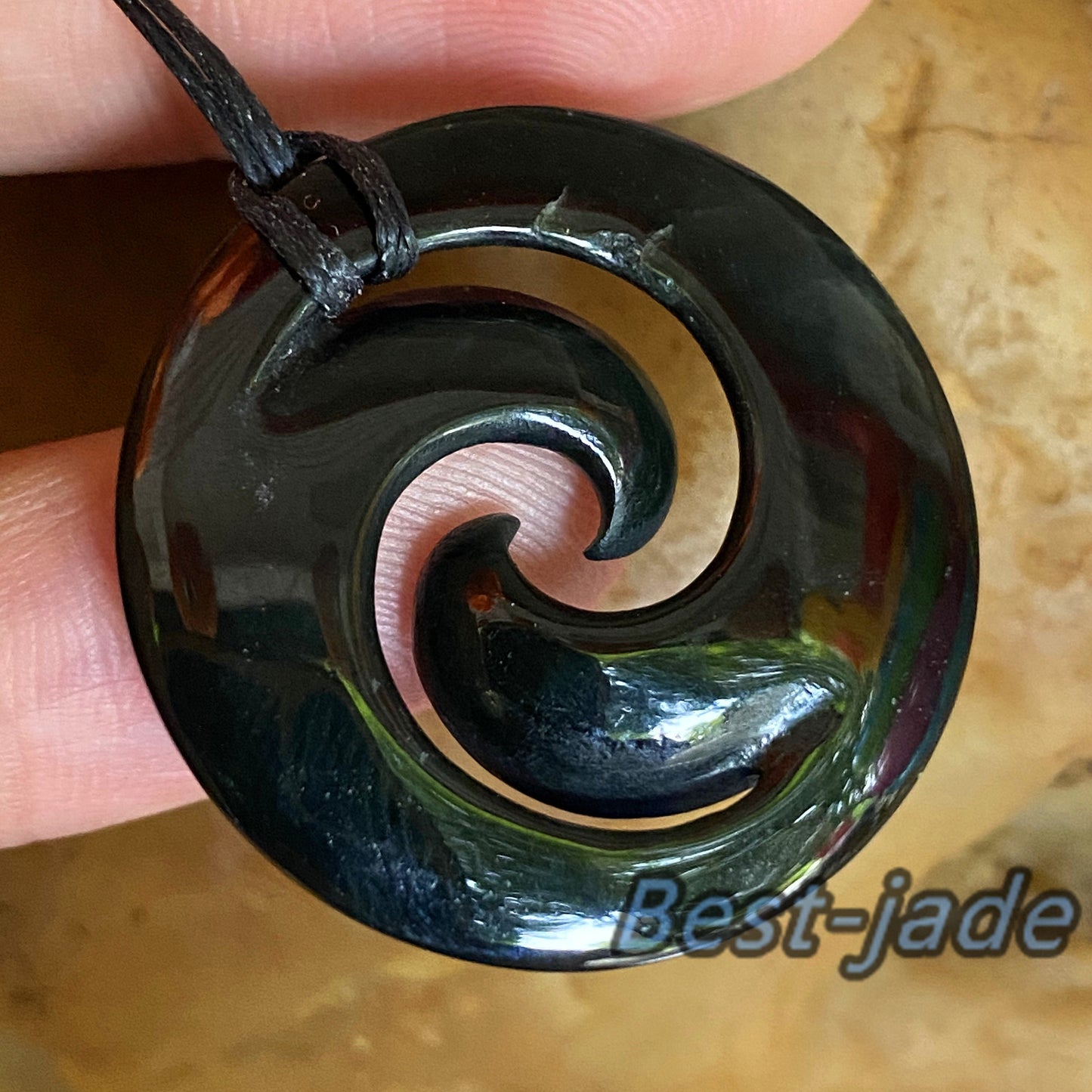 Double Hook Natural Australian Black green Nephrite Jade Pendant Maori Style  Fish Hook Hand carved lady Necklace