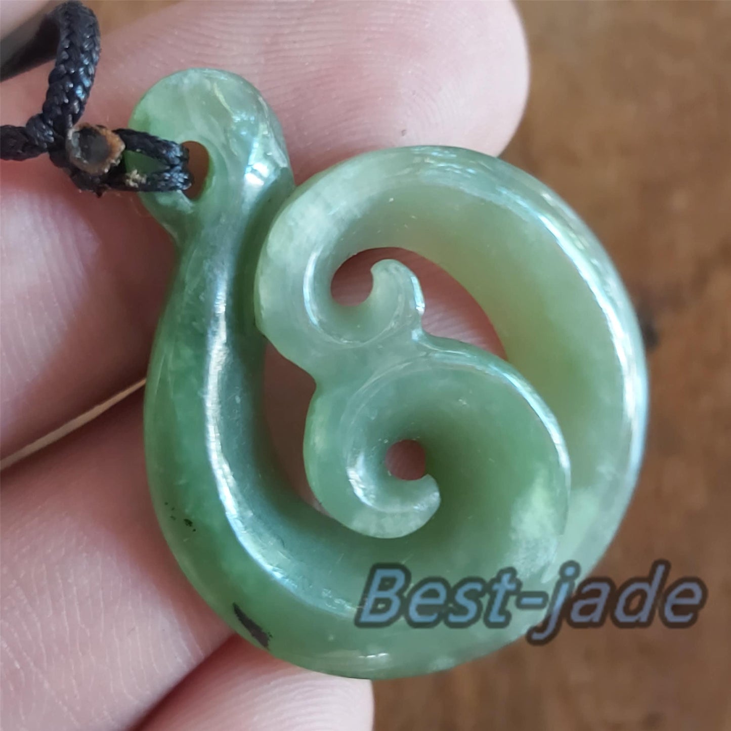 Custom-made Natural Green Nephrite Jade Pendant NEW ZEALAND Maori Style Greenstone Pounamu Canadian jade Koru Fish Hook Necklace