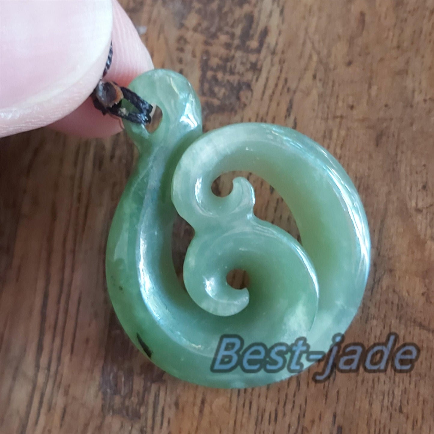 Custom-made Natural Green Nephrite Jade Pendant NEW ZEALAND Maori Style Greenstone Pounamu Canadian jade Koru Fish Hook Necklace