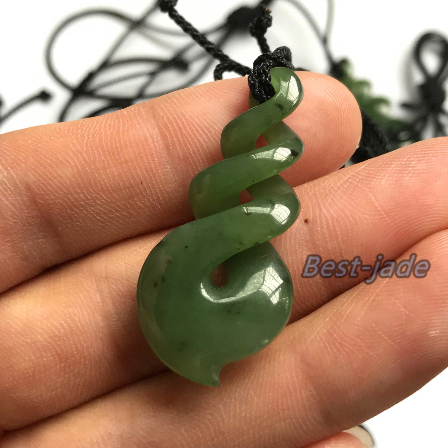 Twist Natural Green Nephrite Jade Pendant NEW ZEALAND Maori Style Greenstone Pounamu Earring Bc Canadian jasper Aquaman Hook Necklace