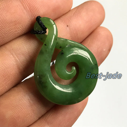 Twist Natural Green Nephrite Jade Pendant NEW ZEALAND Maori Style Greenstone Pounamu Earring Bc Canadian jasper Koru Aquaman Hook Necklace