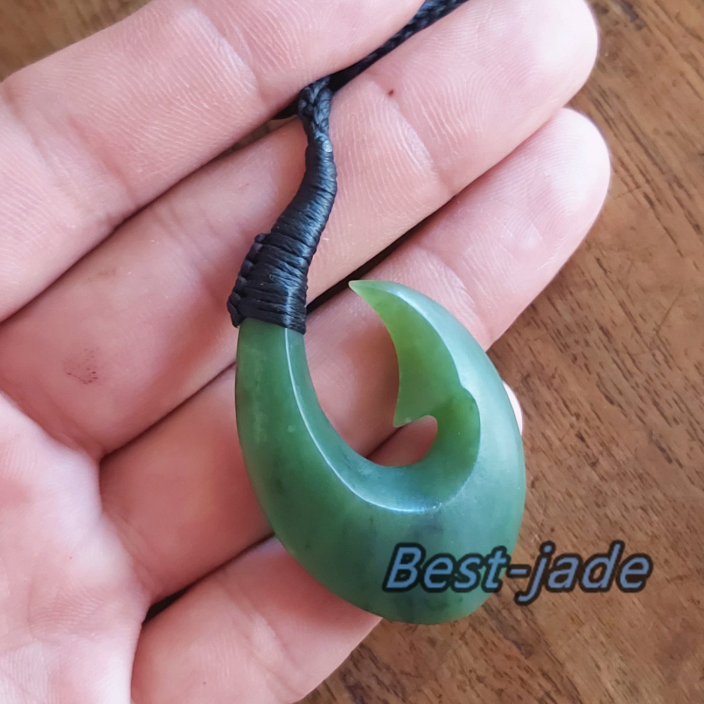 Custom Natural Green Nephrite Jade Dull polish Pendant NEW ZEALAND Maori Style Greenstone Pounamu Canadian jasper Koru Fish Hook Necklace