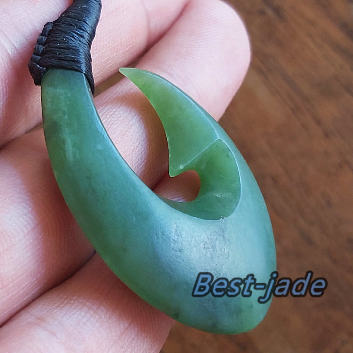 Custom Natural Green Nephrite Jade Dull polish Pendant NEW ZEALAND Maori Style Greenstone Pounamu Canadian jasper Koru Fish Hook Necklace