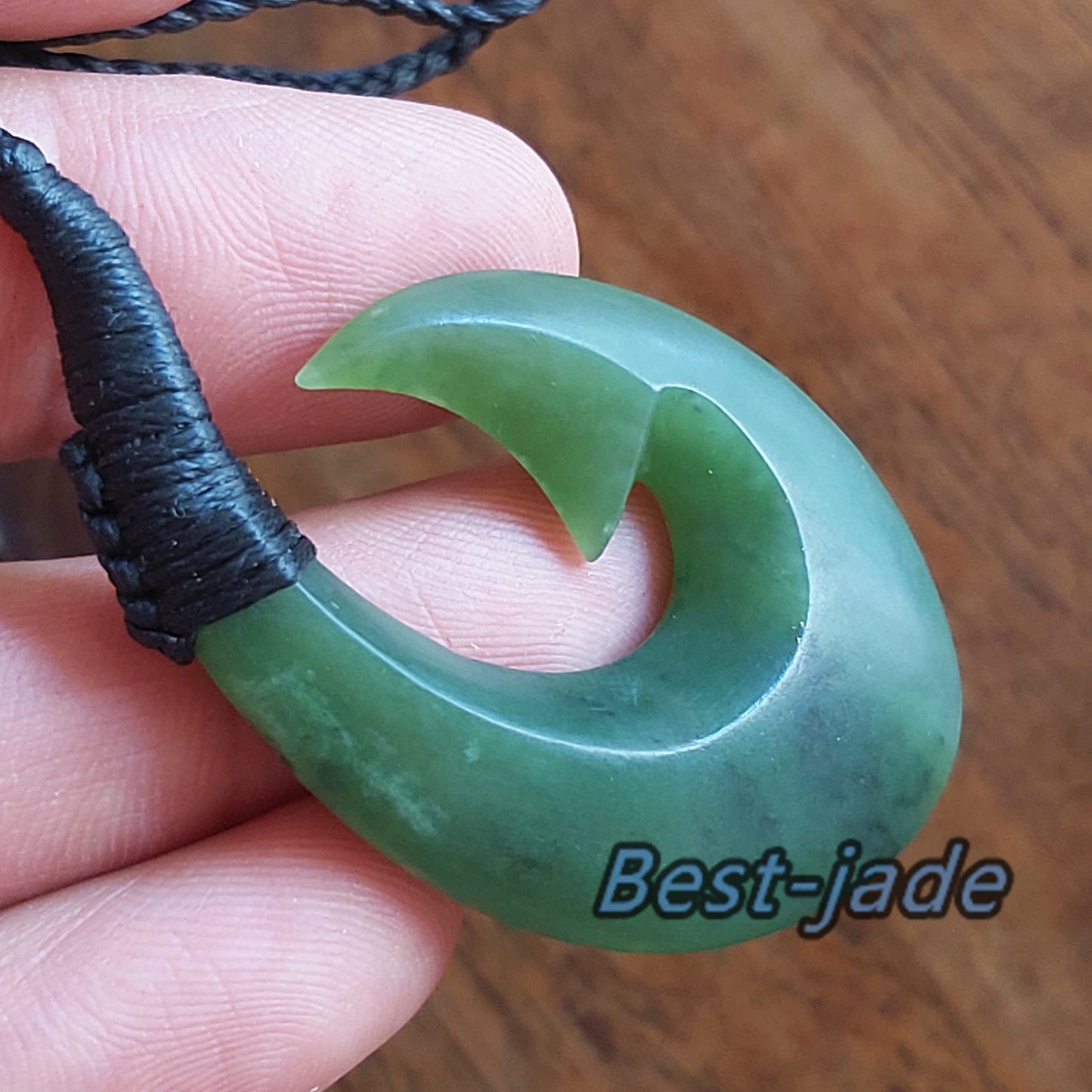 Custom Natural Green Nephrite Jade Dull polish Pendant NEW ZEALAND Maori Style Greenstone Pounamu Canadian jasper Koru Fish Hook Necklace