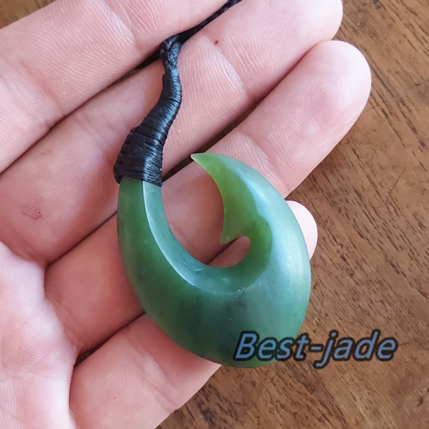 Custom Natural Green Nephrite Jade Dull polish Pendant NEW ZEALAND Maori Style Greenstone Pounamu Canadian jasper Koru Fish Hook Necklace