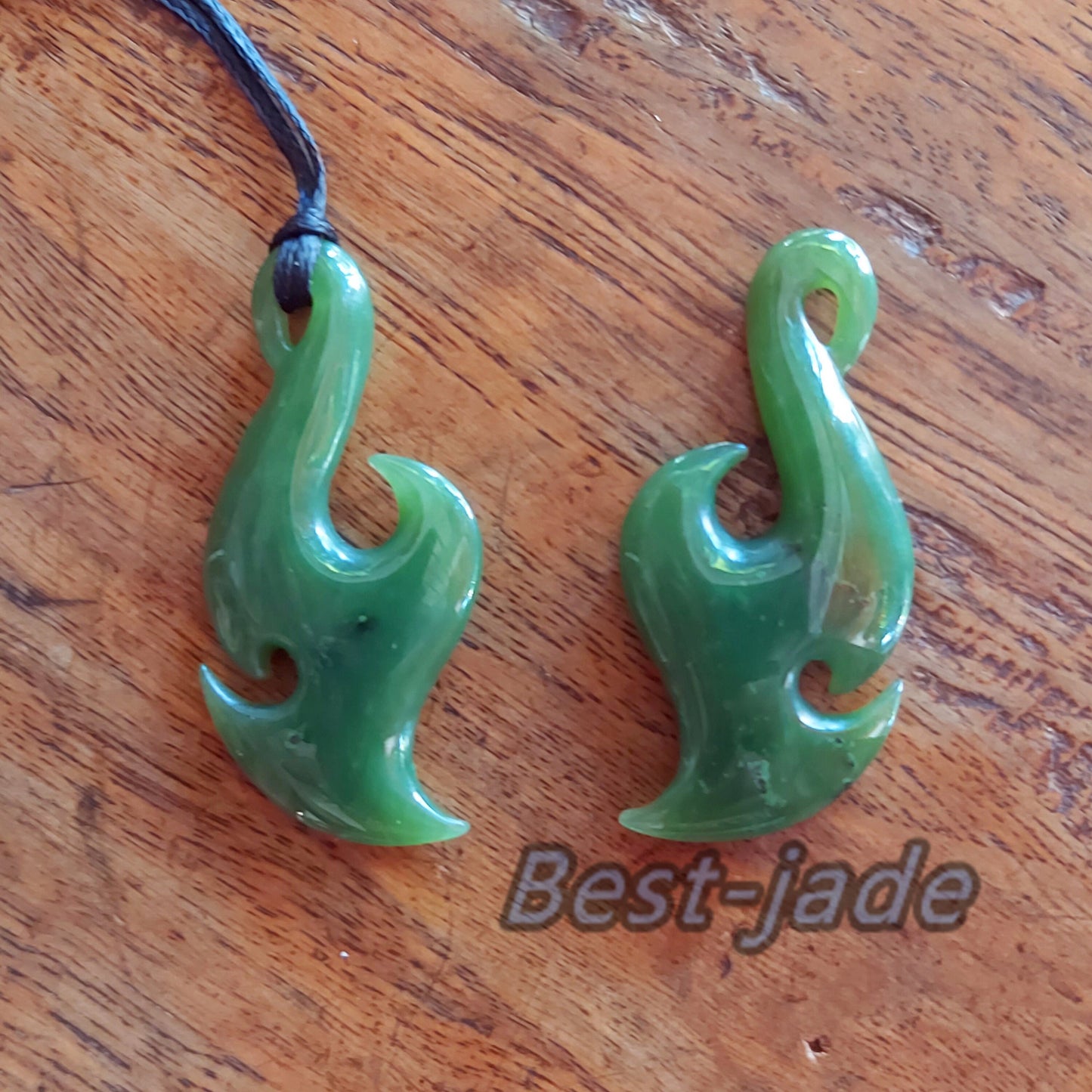 Custom-made Natural Green Nephrite Jade Pendant NEW ZEALAND Maori Style Greenstone Pounamu Canadian jasper Koru Fish Hook Necklace