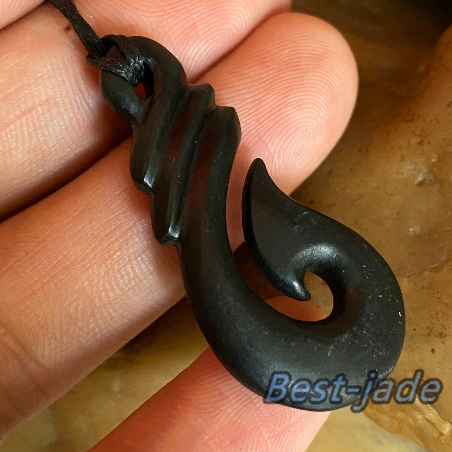 Natural Black Green Nephrite Jade Dull polishing Pendant Maori Style Australian jade greenstone jewelry gift