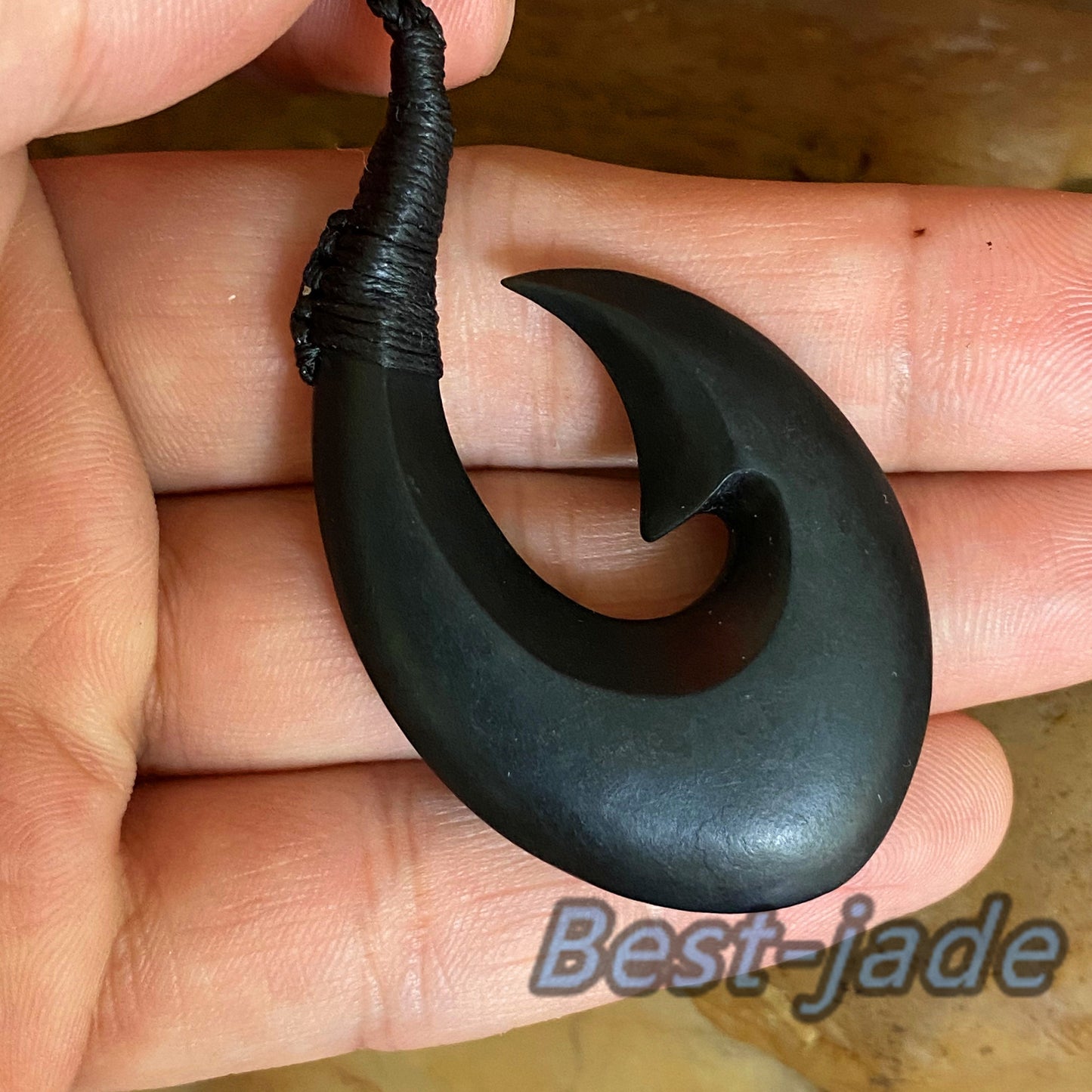 Natural Black Green Nephrite Jade Pendant Australian jade necklace Jewelry jade gift Hawaii style Fish hook pendant beads