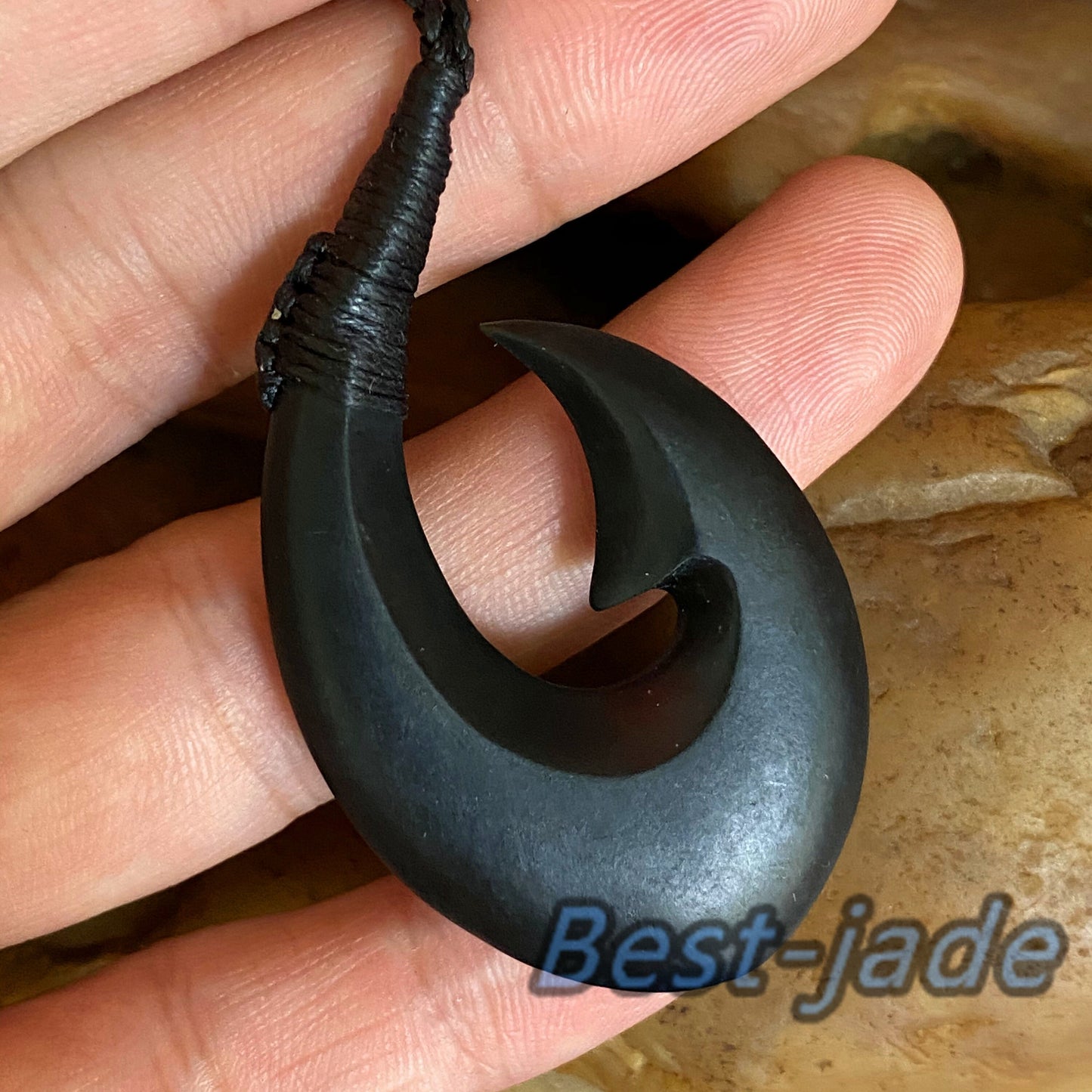 Natural Black Green Nephrite Jade Pendant Australian jade necklace Jewelry jade gift Hawaii style Fish hook pendant beads