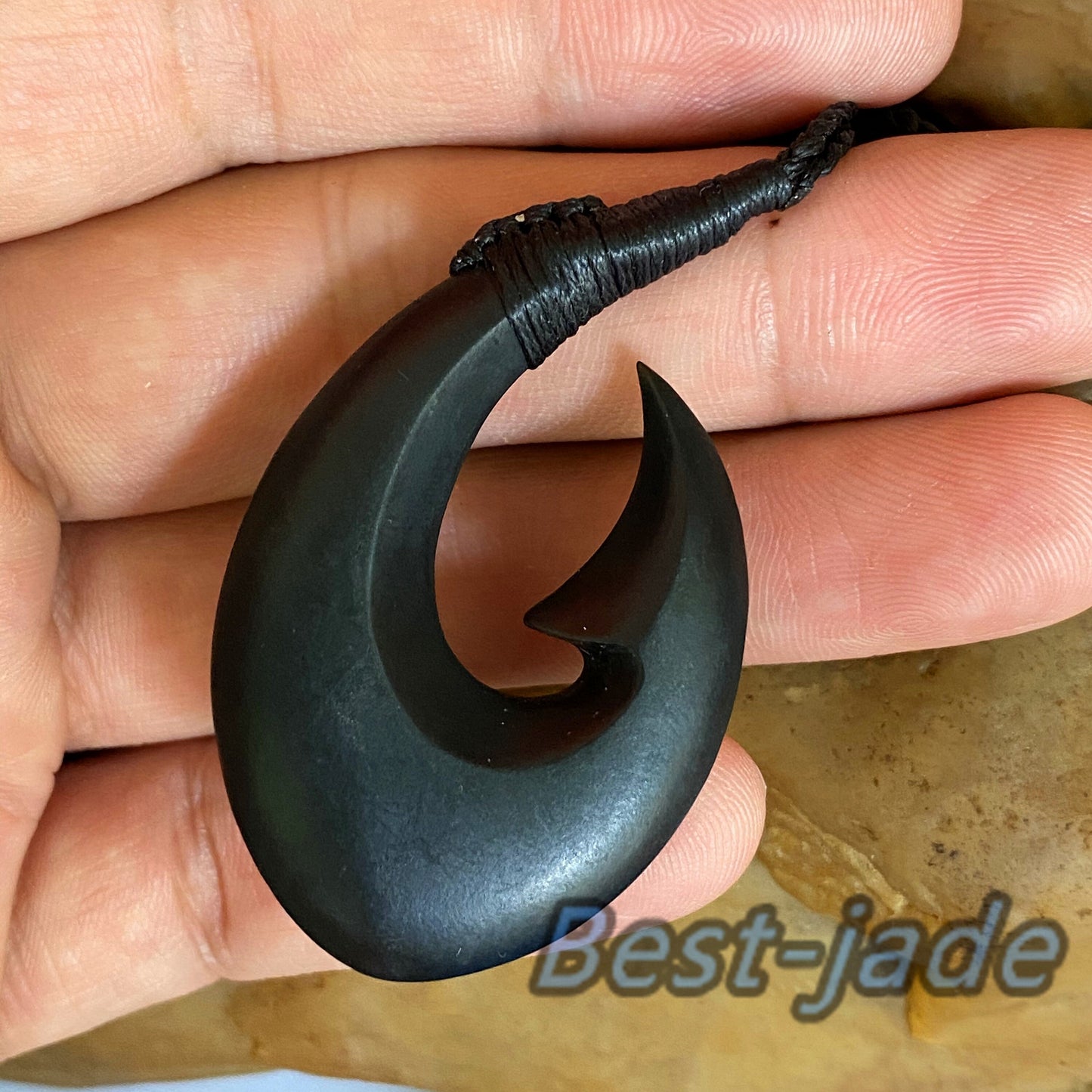 Natural Black Green Nephrite Jade Pendant Australian jade necklace Jewelry jade gift Hawaii style Fish hook pendant beads