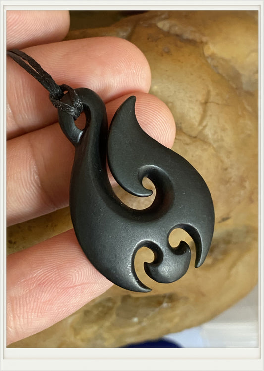 Nature Black Australian jade Dull polishing black green nephrite Maori Style  Fish Hook Female Necklace Jewelry gift