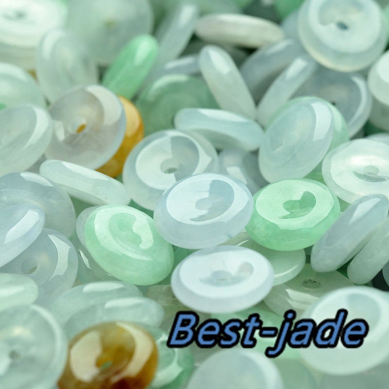 100Pcs 8-12mm Nature Grade A Jade Green Jadeite Flat Roundness Beads Donut DIY jade Earrings ringBest-jade