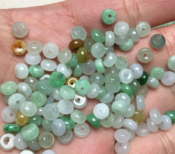 100Pcs Wholesale 4*6mm Donut Grade A Jade Burma Jadeite Flat Roundness Beads Green jadeware bead DIY jade spacer earrings Kügelchen n.