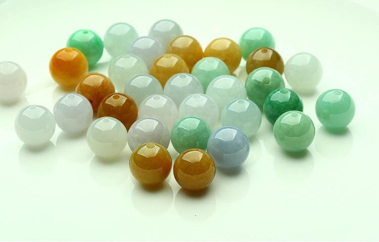 High Quality 50Pcs 3mm~10mm Grade A Jade Natural Burma Jadeite Roundness Beads Ball GREEN WHITE jadeite DIY Jewelry gift