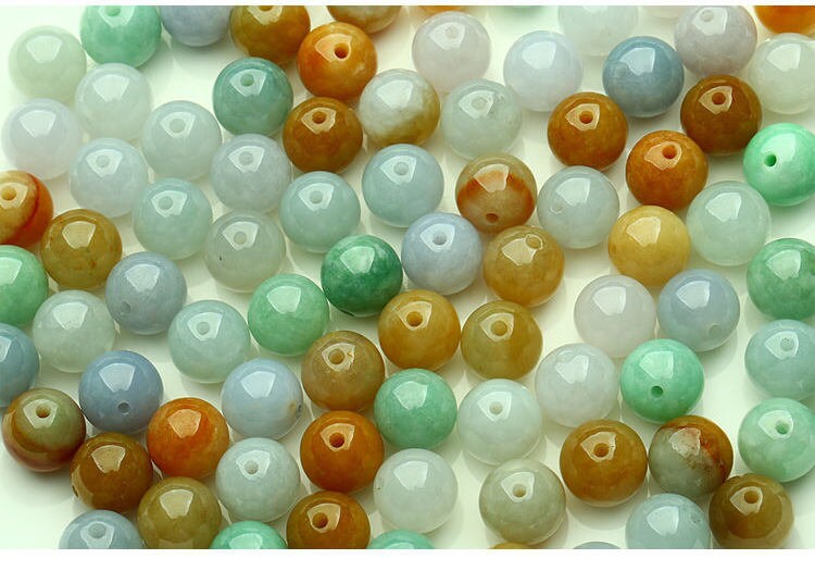 High Quality 50Pcs 3mm~10mm Grade A Jade Natural Burma Jadeite Roundness Beads Ball GREEN WHITE jadeite DIY Jewelry gift