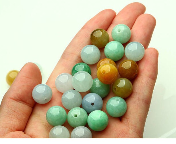 High Quality 50Pcs 3mm~10mm Grade A Jade Natural Burma Jadeite Roundness Beads Ball GREEN WHITE jadeite DIY Jewelry gift