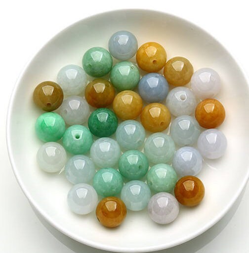 High Quality 50Pcs 3mm~10mm Grade A Jade Natural Burma Jadeite Roundness Beads Ball GREEN WHITE jadeite DIY Jewelry gift