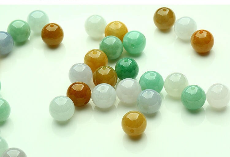 High Quality 50Pcs 3mm~10mm Grade A Jade Natural Burma Jadeite Roundness Beads Ball GREEN WHITE jadeite DIY Jewelry gift
