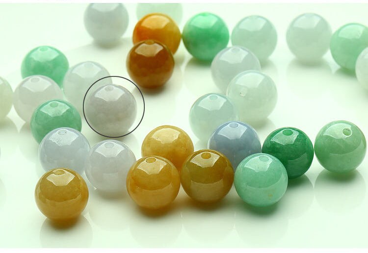 High Quality 50Pcs 3mm~10mm Grade A Jade Natural Burma Jadeite Roundness Beads Ball GREEN WHITE jadeite DIY Jewelry gift