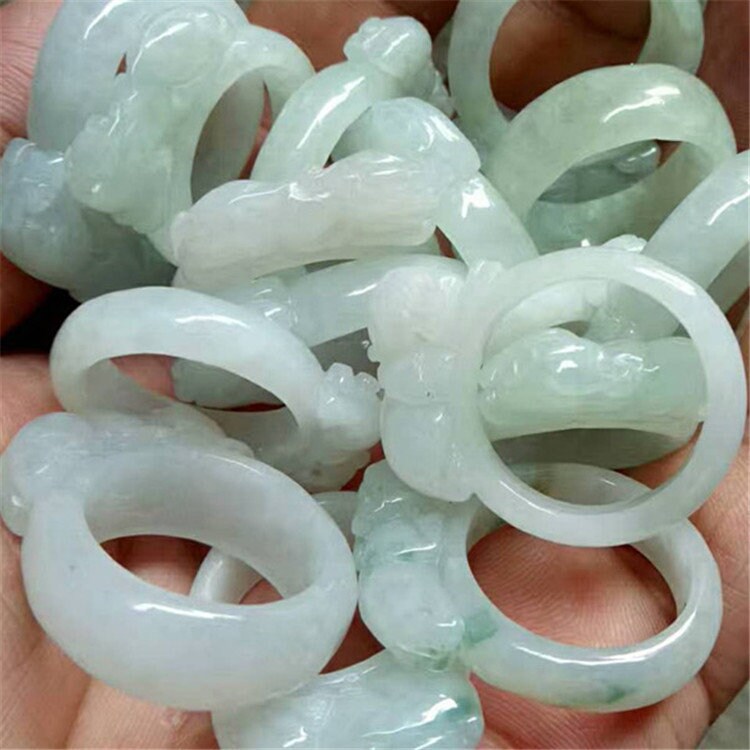 US size 5-12 Pixiu Jadeite Ring Ice Grade A jade Burma Jadeite Real Jade Green gemstone Lady rings Jewelry jade Birthday gift