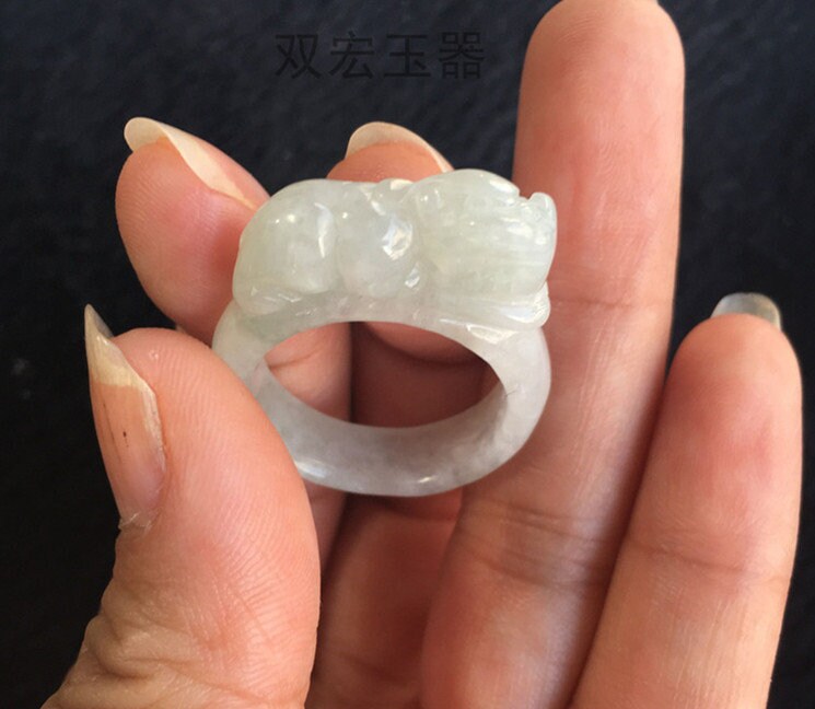 US size 5-12 Pixiu Jadeite Ring Ice Grade A jade Burma Jadeite Real Jade Green gemstone Lady rings Jewelry jade Birthday gift