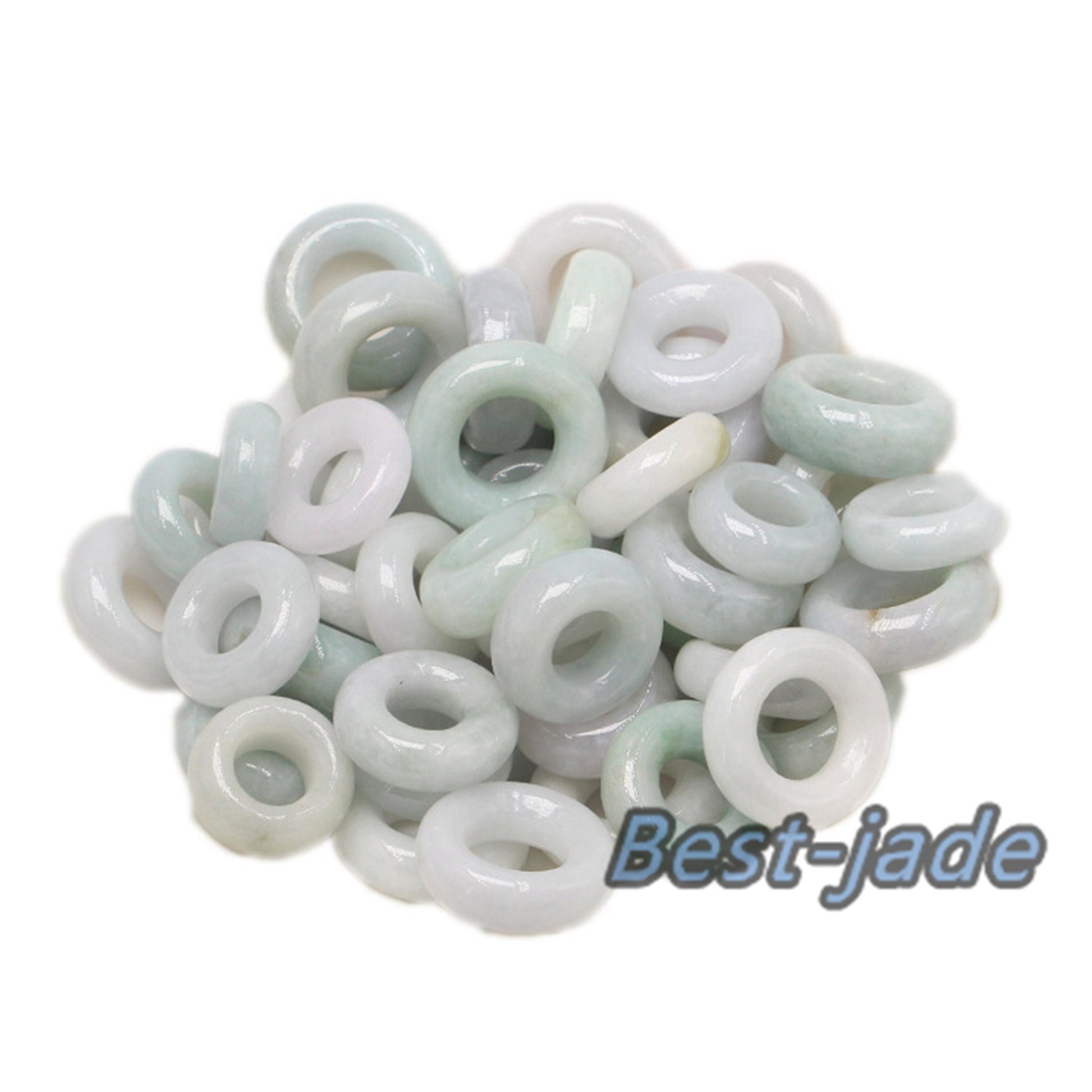 30Pcs 14mm donut Ring Natural Green Grade A Jade ICE Round Beads Kid baby DIY Earrings Burma Myanmar Jadeite doughnut Jewelry 翡翠A货 平安扣