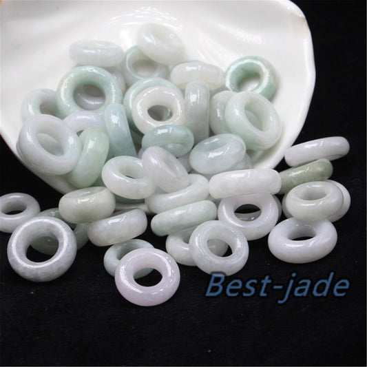 30Pcs 14mm donut Ring Natural Green Grade A Jade ICE Round Beads Kid baby DIY Earrings Burma Myanmar Jadeite doughnut Jewelry 翡翠A货 平安扣