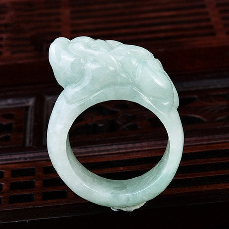 US size 5-12 Pixiu Jadeite Ring Ice Grade A jade Burma Jadeite Real Jade Green gemstone Lady rings Jewelry jade Birthday gift