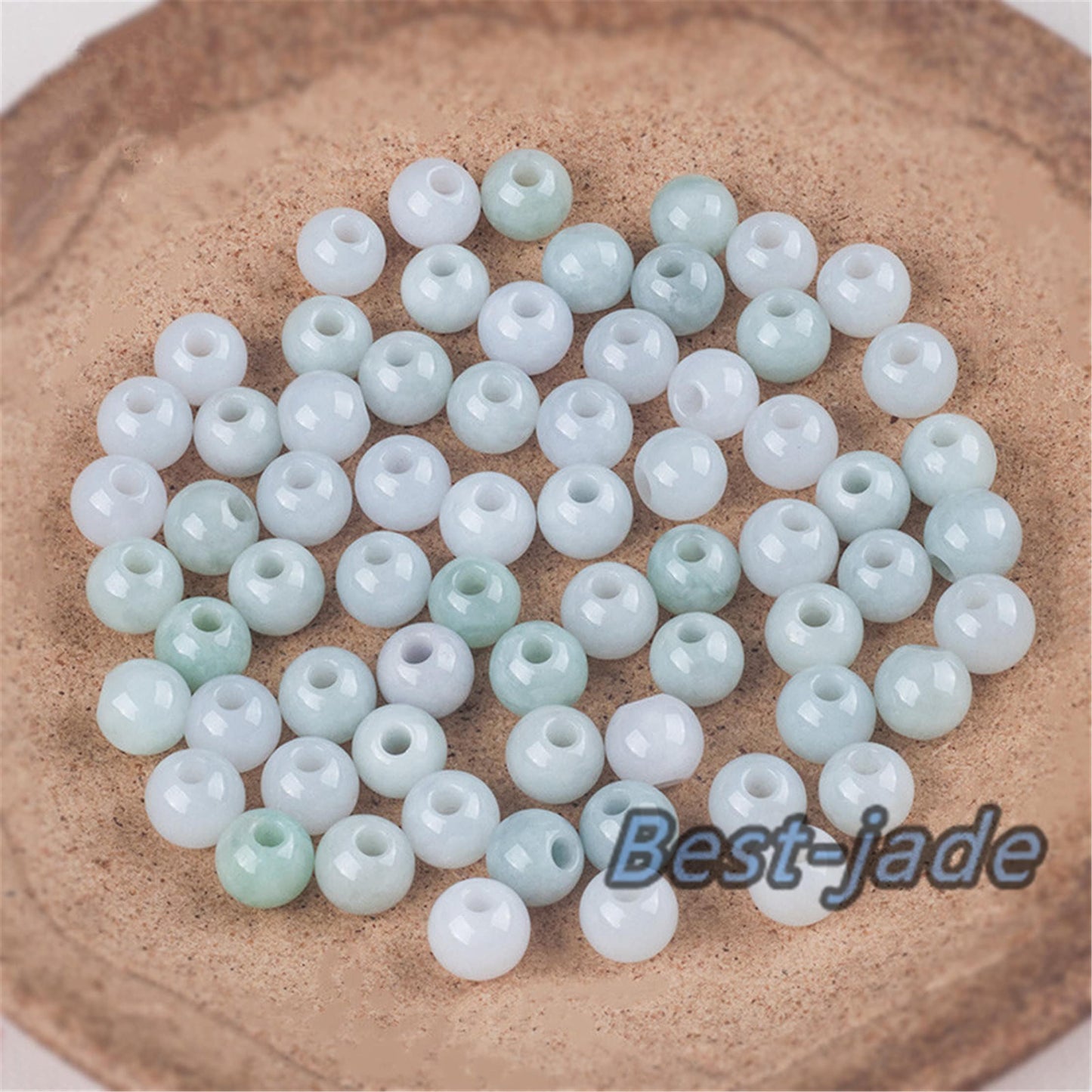 100PCS 5-13mm Big Hole Grade A Jade Bead Burma Jadeite White jade Earrings Ball hand carved DIY Jewelry gift