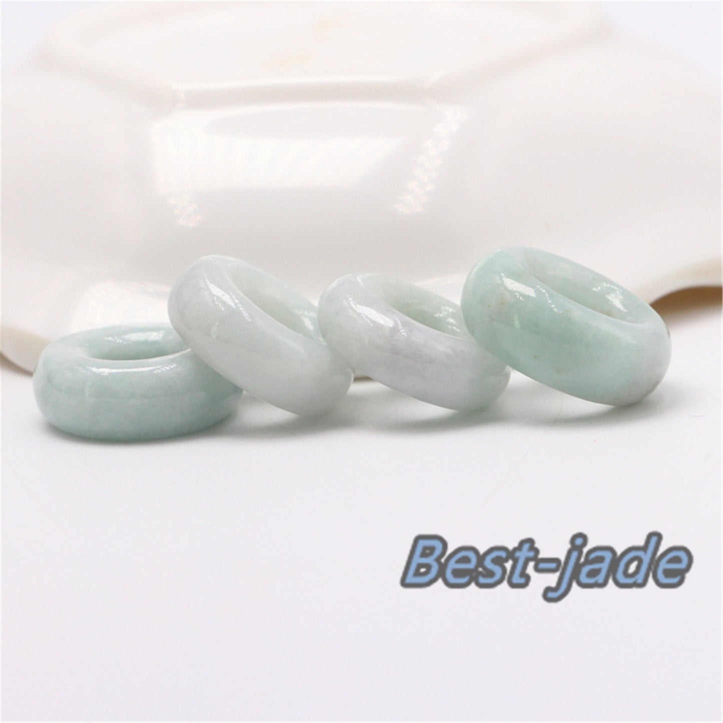 30Pcs 14mm donut Ring Natural Green Grade A Jade ICE Round Beads Kid baby DIY Earrings Burma Myanmar Jadeite doughnut Jewelry 翡翠A货 平安扣