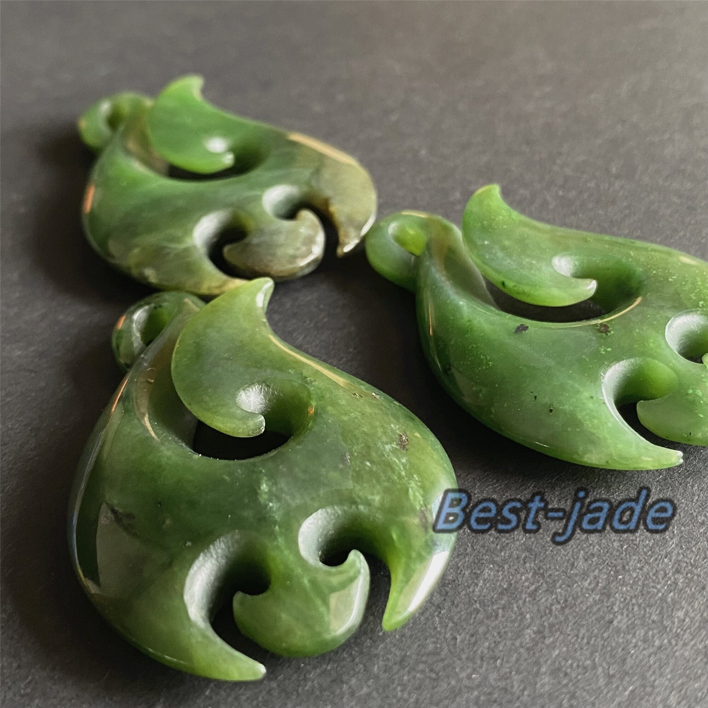 Custom Natural Green Nephrite Jade Pendant NEW ZEALAND Maori Style Greenstone Pounamu Canadian jasper Koru Fish Hook Necklace