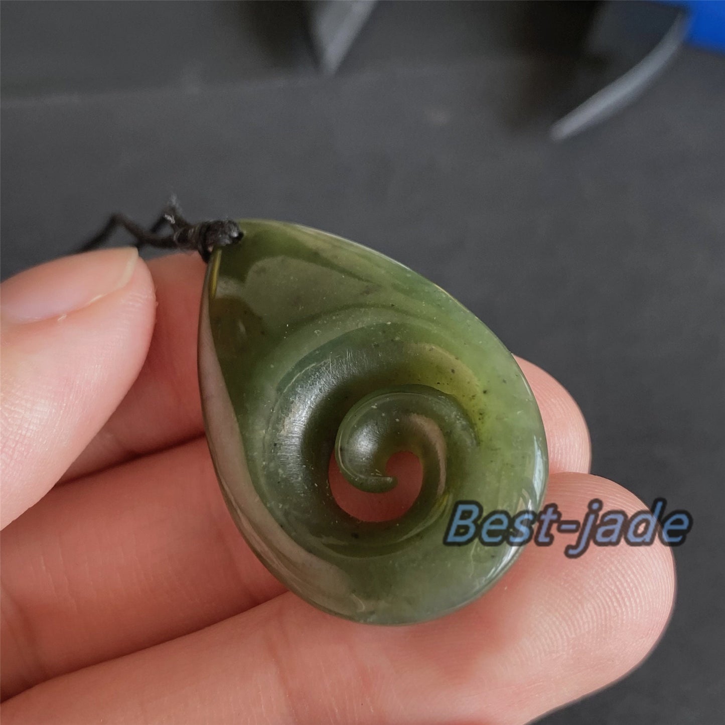 Water Drop with hook Natural Green Nephrite Jade Pendant NEW ZEALAND Maori Style Greenstone Pounamu Canadian JADE Koru Necklace