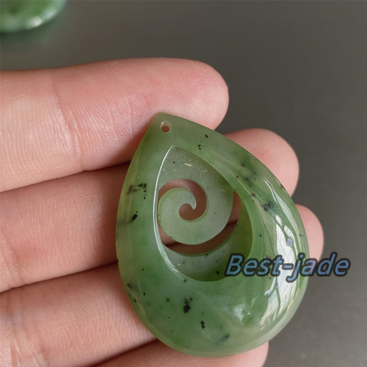 Water Drop with hook Natural Green Nephrite Jade Pendant NEW ZEALAND Maori Style Greenstone Pounamu Canadian JADE Koru Necklace