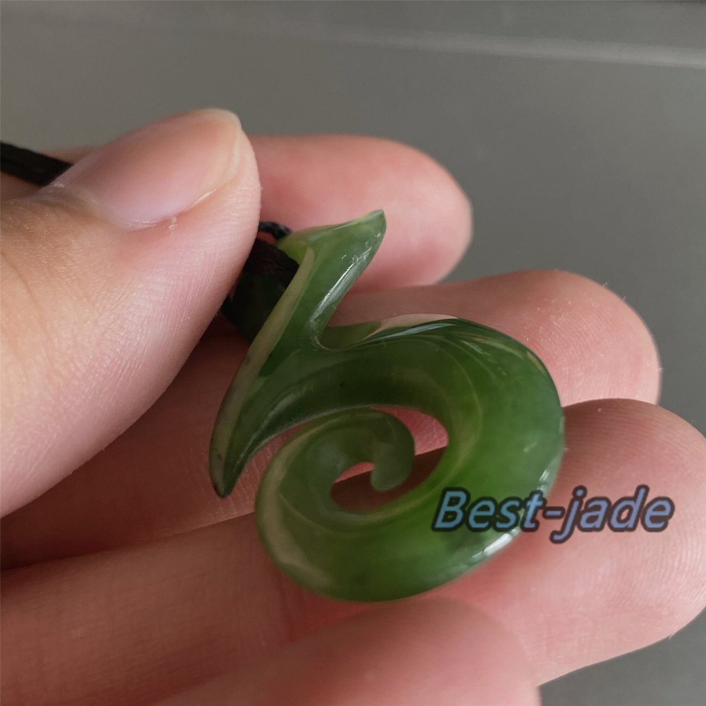 Custom Natural Green Nephrite Jade Pendant NEW ZEALAND Maori Style Greenstone Pounamu Canadian jasper Koru Fish Hook Necklace