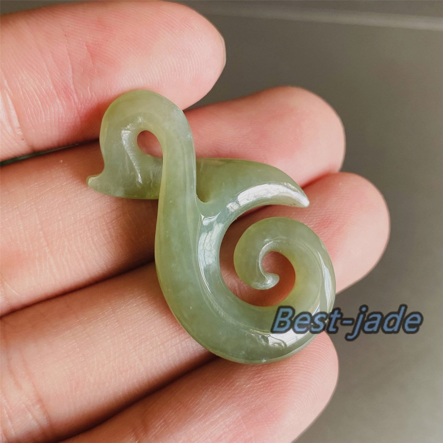 Custom Natural Green Nephrite Jade Pendant NEW ZEALAND Maori Style Greenstone Pounamu Canadian jasper Koru Fish Hook Necklace