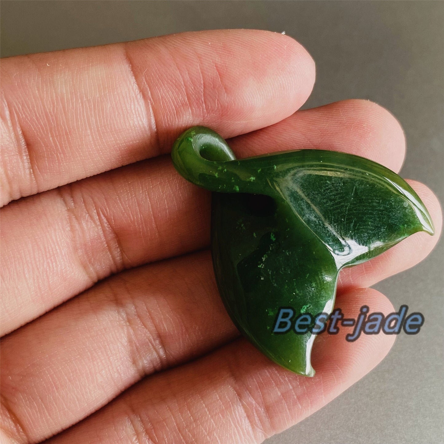 Custom Whale tail Natural Green Nephrite Jade Pendant NEW ZEALAND Maori Style Greenstone Pounamu Canadian jasper Koru Fish Hook Necklace