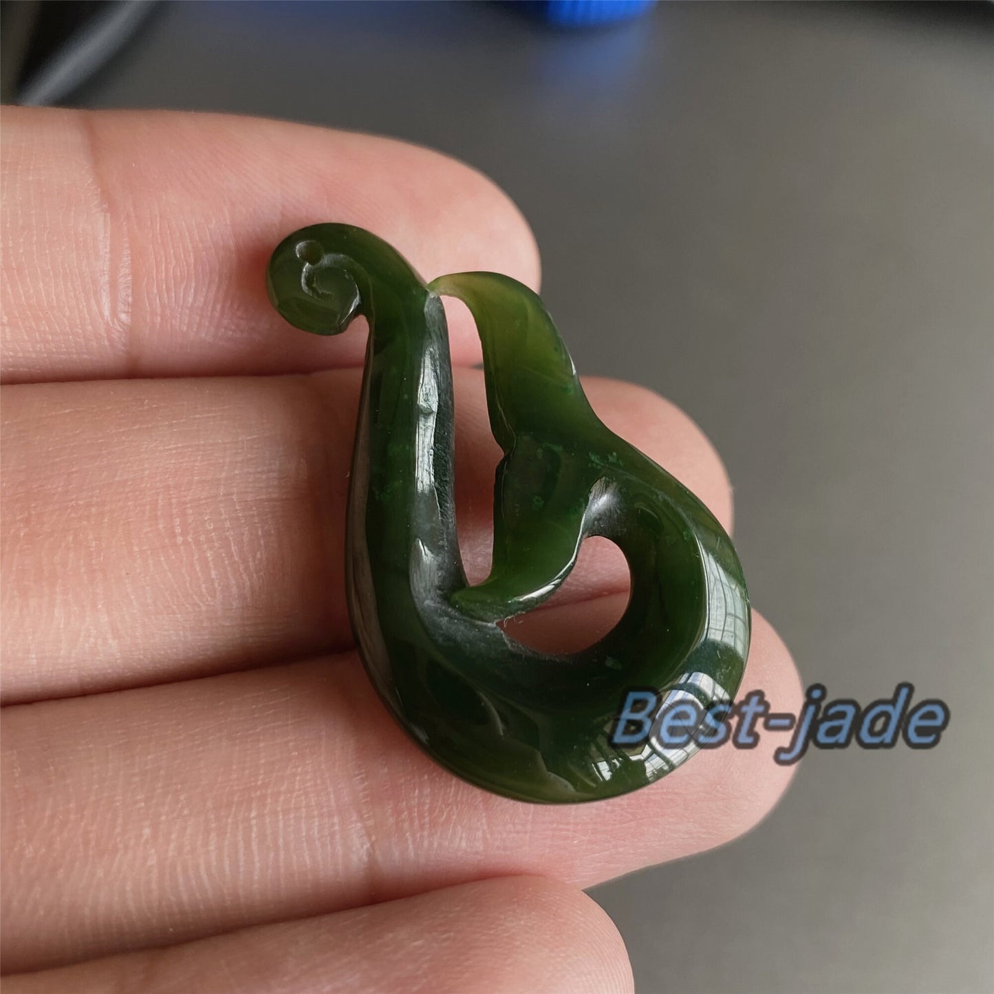 Custom Whale tail Natural Green Nephrite Jade Pendant NEW ZEALAND Maori Style Greenstone Pounamu Canadian jasper Koru Fish Hook Necklace