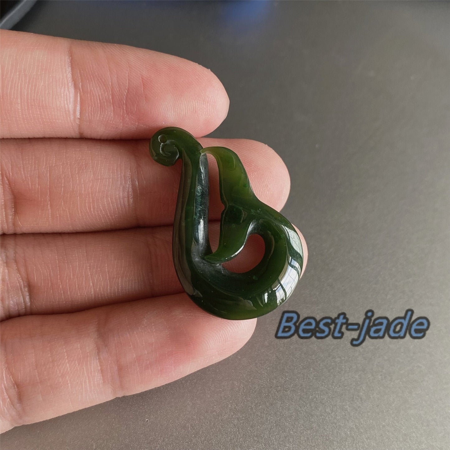 Custom Whale tail Natural Green Nephrite Jade Pendant NEW ZEALAND Maori Style Greenstone Pounamu Canadian jasper Koru Fish Hook Necklace