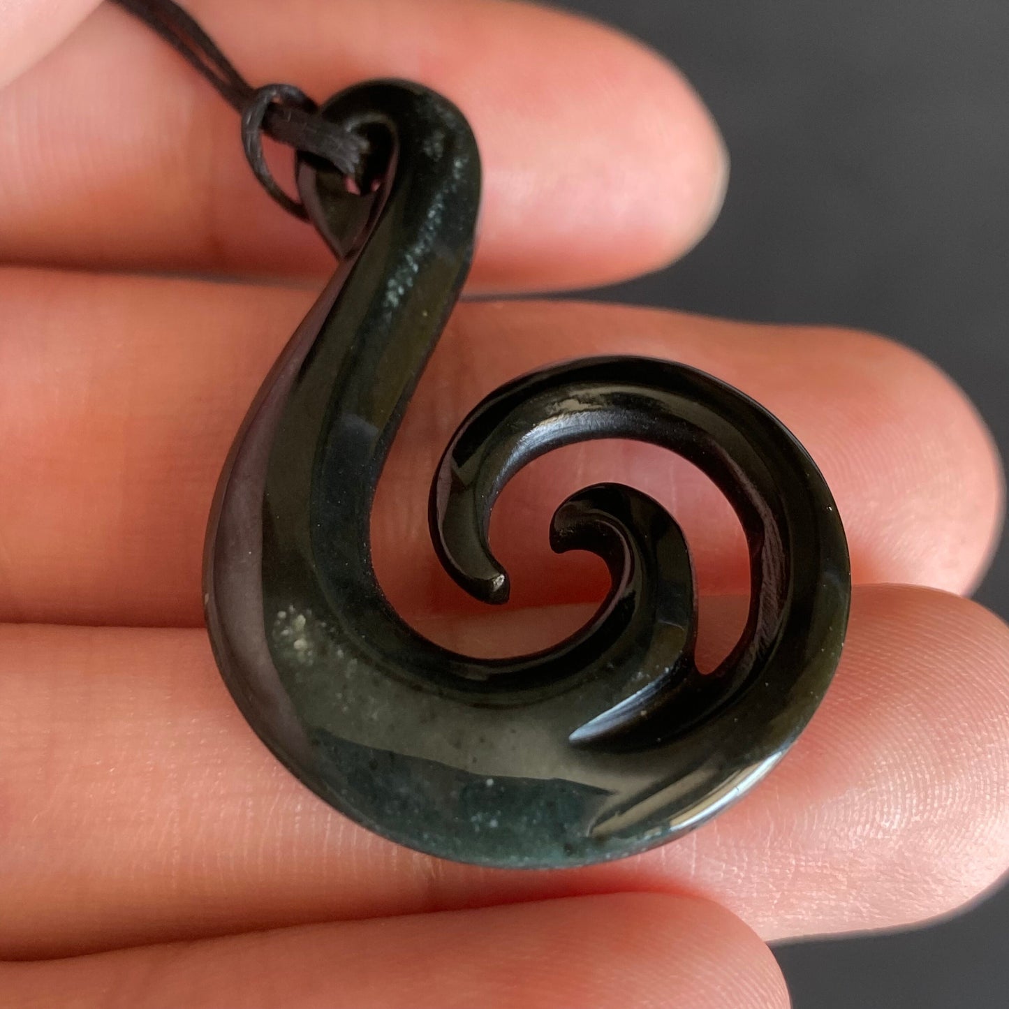 Natural Australian Black green Nephrite Jade Small Pendant Maori Style Greenstone Baby Kid Necklace