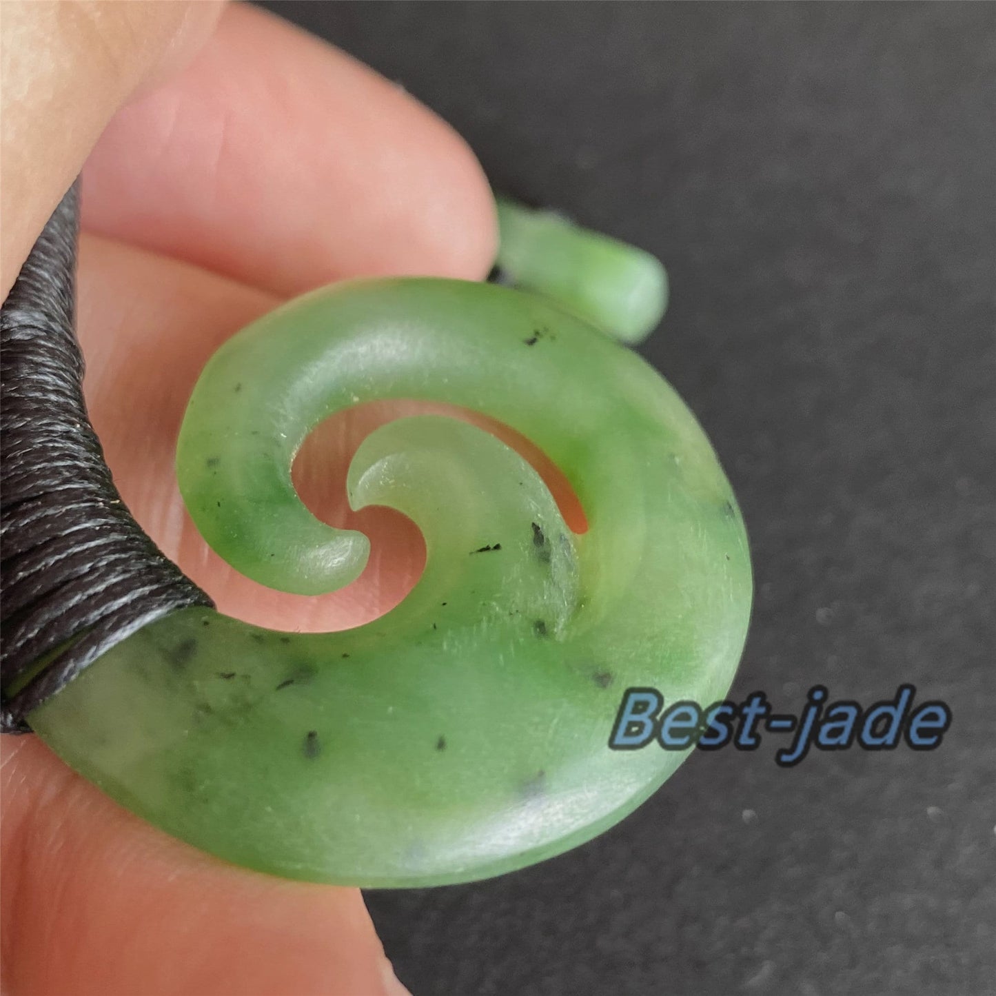 Custom Twist Hook Natural Green Nephrite Jade Dull polish Pendant NEW ZEALAND Maori Style Greenstone Pounamu Canadian jasper Koru Necklace