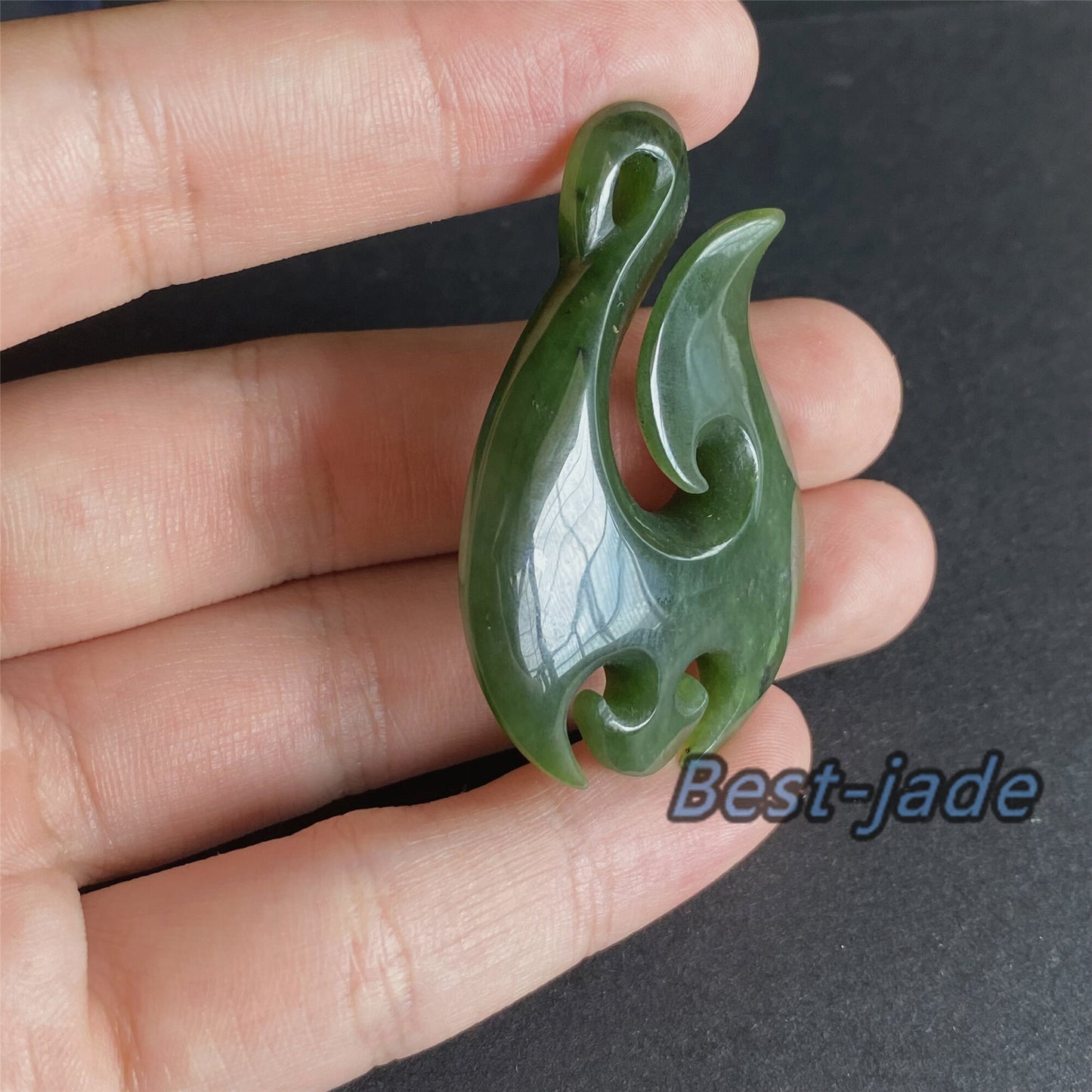 Custom Natural Green Nephrite Jade Pendant NEW ZEALAND Maori Style Greenstone Pounamu Canadian jasper Koru Fish Hook Necklace