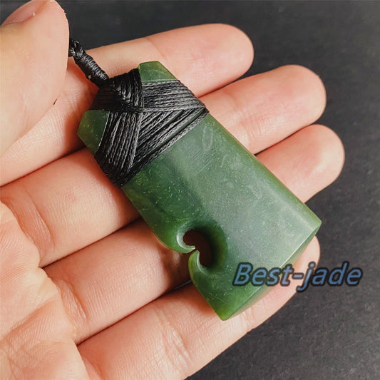 Custom hatchet Natural Green Nephrite Jade  axe Dull polish Pendant NEW ZEALAND Maori Style Greenstone Pounamu Canadian jasper Koru Necklace