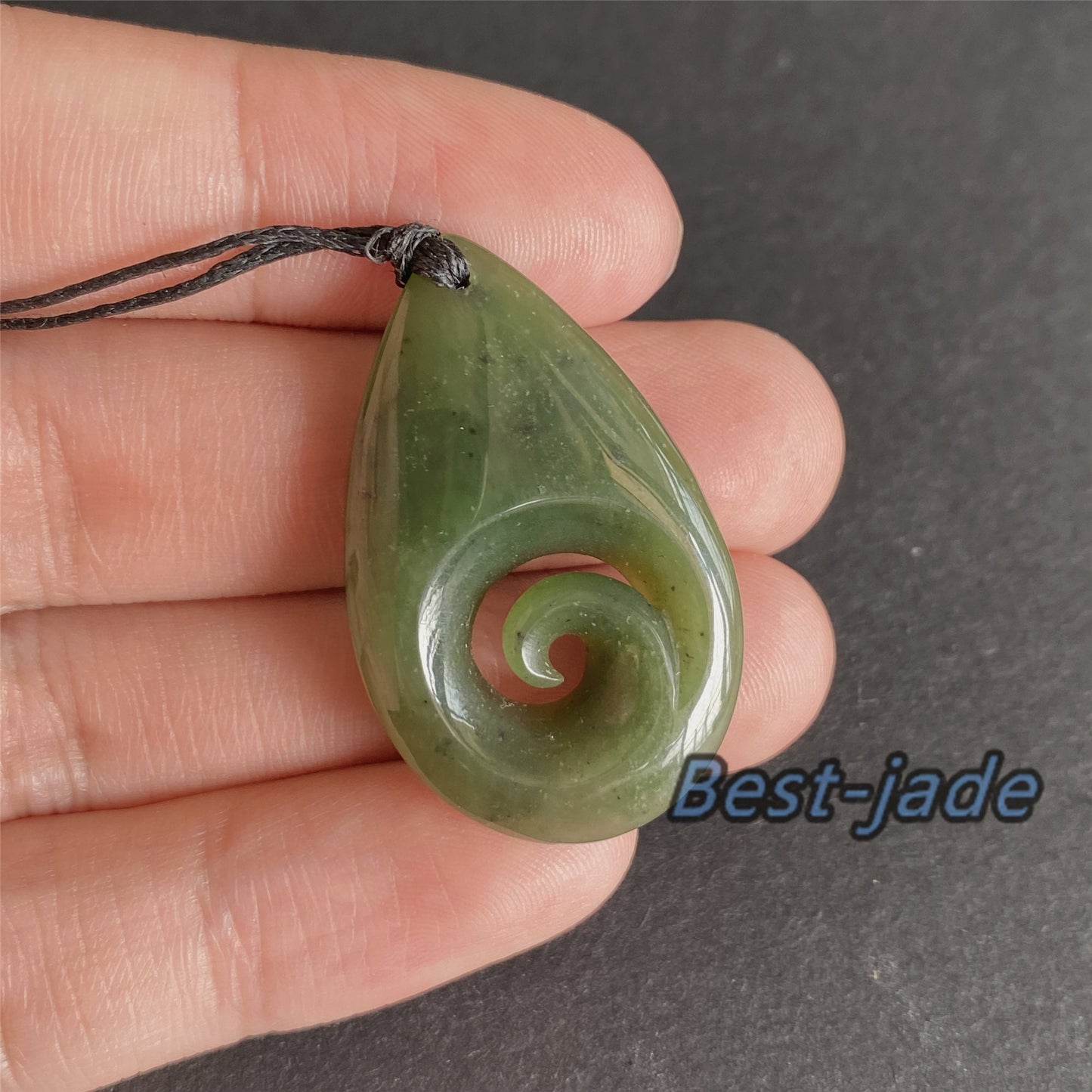 Water Drop with hook Natural Green Nephrite Jade Pendant NEW ZEALAND Maori Style Greenstone Pounamu Canadian JADE Koru Necklace