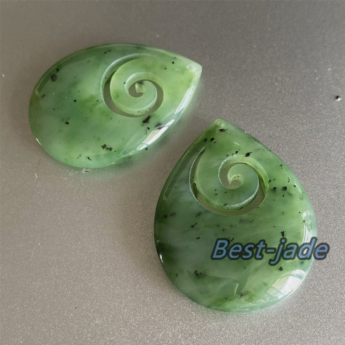 Water Drop with hook Natural Green Nephrite Jade Pendant NEW ZEALAND Maori Style Greenstone Pounamu Canadian JADE Koru Necklace